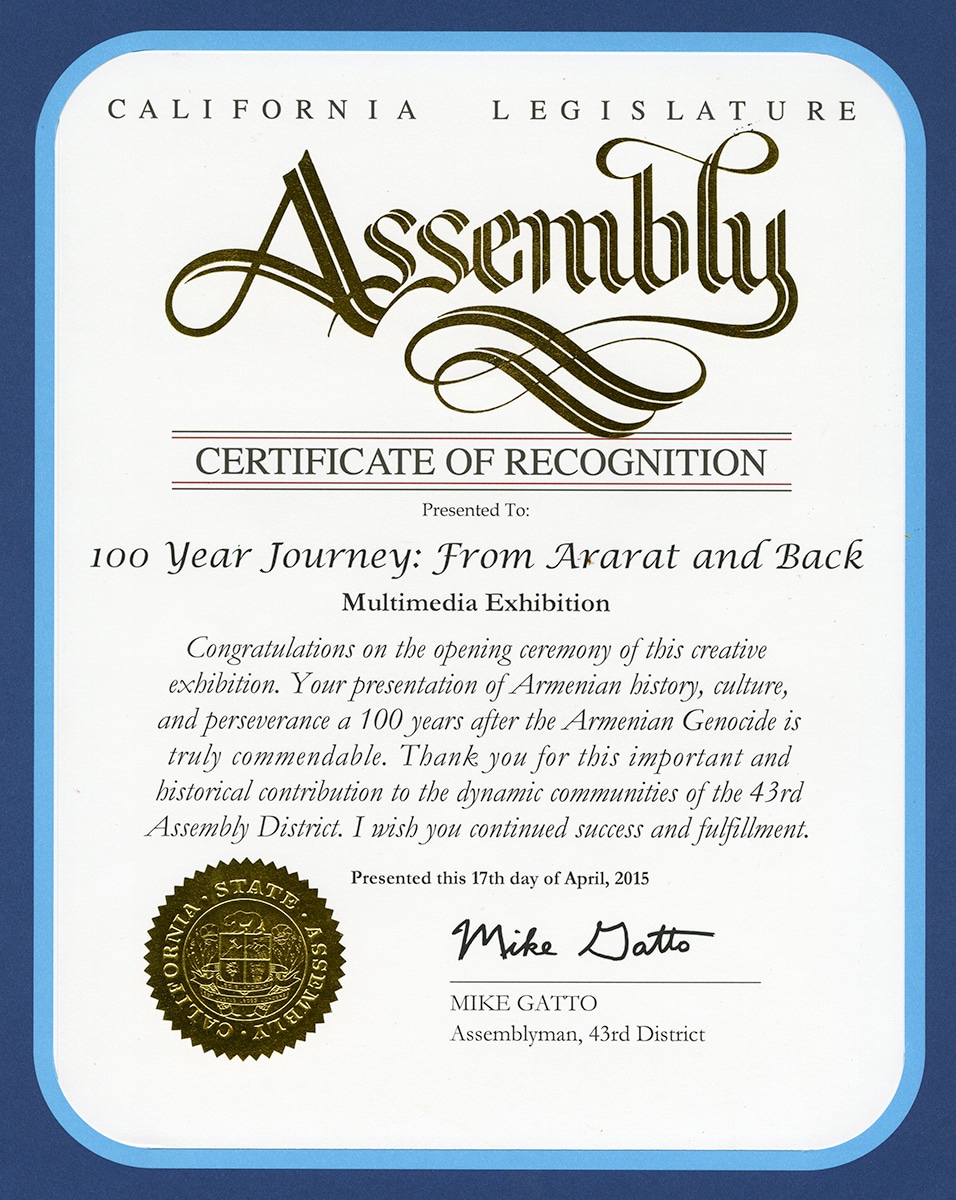 certificate_from_state_assembly_for_100_year_Journey