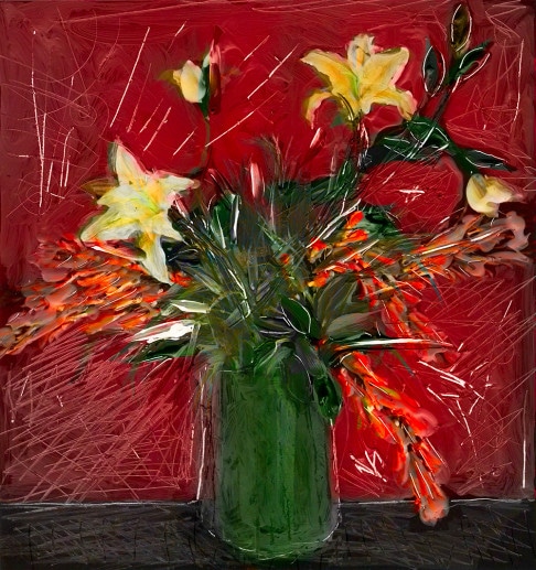 contemporary still life of flowers in a vase by gregory beylerian
