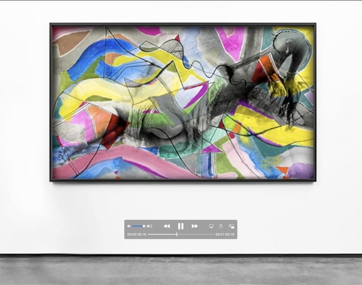 A figurative work of art that merges photographic aspects with painting, video and sound (GregJam 164) to stimulate a new dimension of awareness.